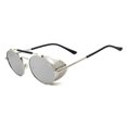 thumbnail image 4 of Gafas de Sol RONSOU Estilo Steampunk Redondas Vintage UV400 Plata, 4 of 6
