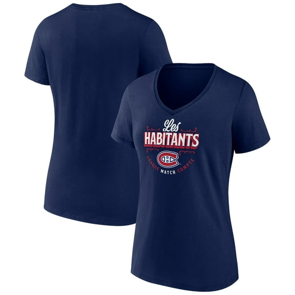 Women's Navy Montreal Canadiens Active Edge V-Neck T-Shirt