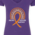 thumbnail image 4 of Inktastic Multiple Sclerosis Awareness Orange Ribbon Rainbow Women's V-Neck T-Shirt, 4 of 5