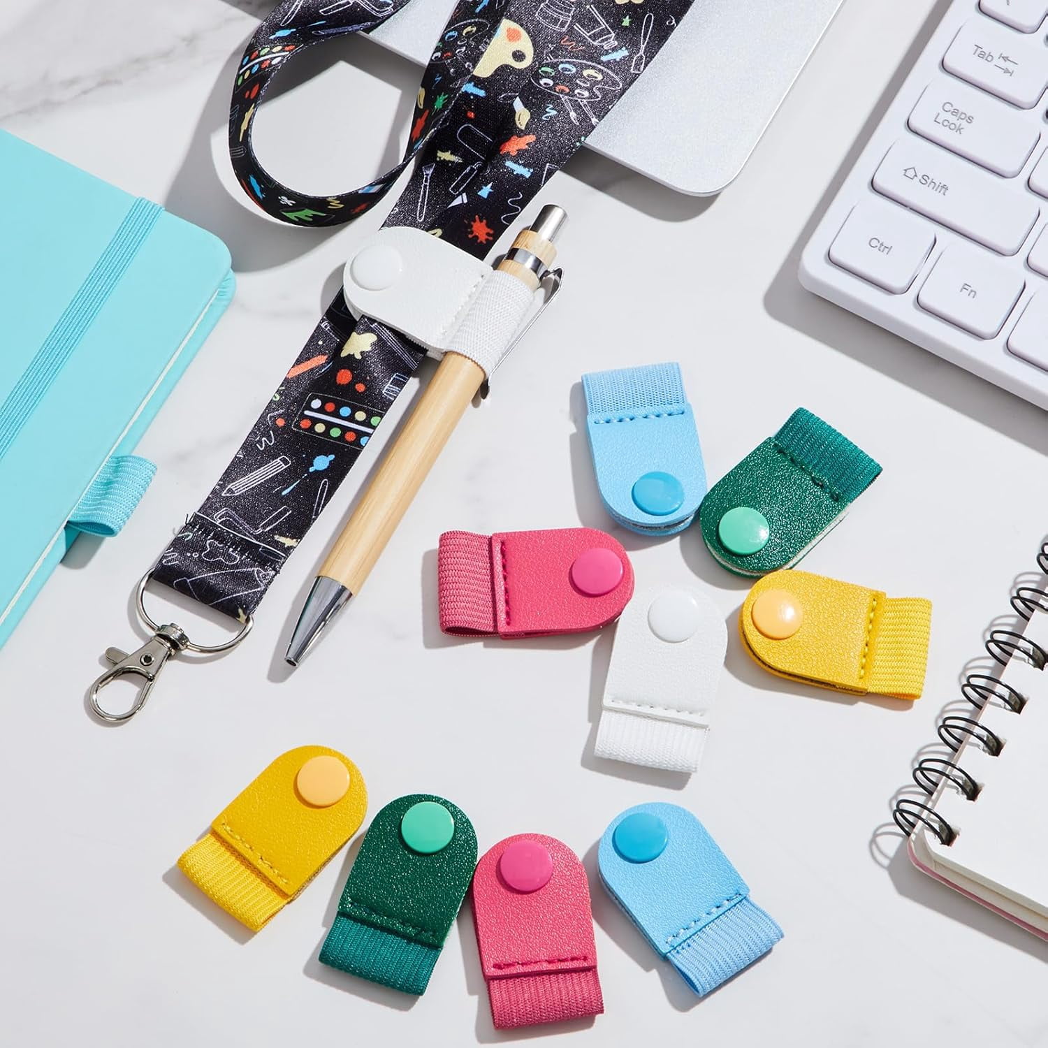 10 Pcs Portable Pen Holder for Lanyard Anti Lost Pop on Pen Loop Holder for Neck Lanyard Clip for Nurses Teachers Waiters Workers, Elastic Design,5 Colors
