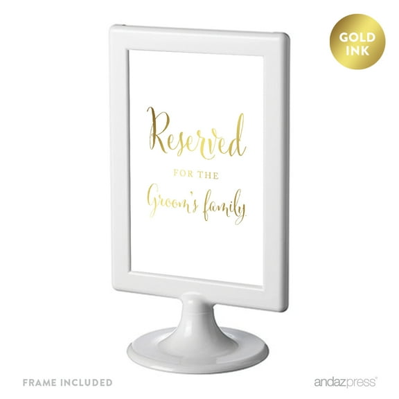 Reserved For The Groom's Family Framed Metallic Gold Wedding Party Signs