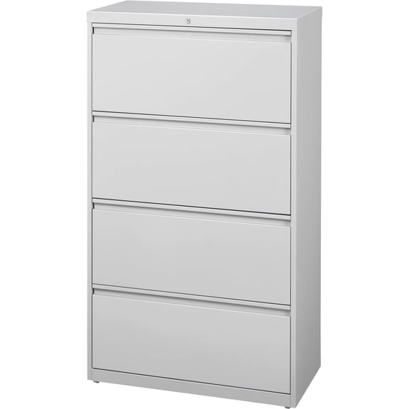 Pemberly Row 30"W Metal 4 Drawer Lateral Filing Cabinet in Light Gray