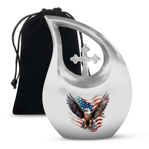 Eagle with American Flag Cremation Urn for Adult Ashes Male & Female - Funeral Decorative Urn - Burial Urns for Adult Human Ashes - Large Human Remains Memorial Urn for Women