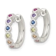 thumbnail image 2 of Finest Gold Sterling Silver Polished Multicolor CZ Hinged Hoop Earrings, 2 of 3