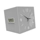 thumbnail image 5 of Reloj de pared de doble cara con pantalla digital (fecha, día de la semana, temperatura). Fabricado en metal resistente. Gris, 5 of 9