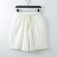 thumbnail image 2 of Sngxgn Mens Casual Shorts Drawstring Elastic Waist Cotton Shorts(White,XXL), 2 of 3