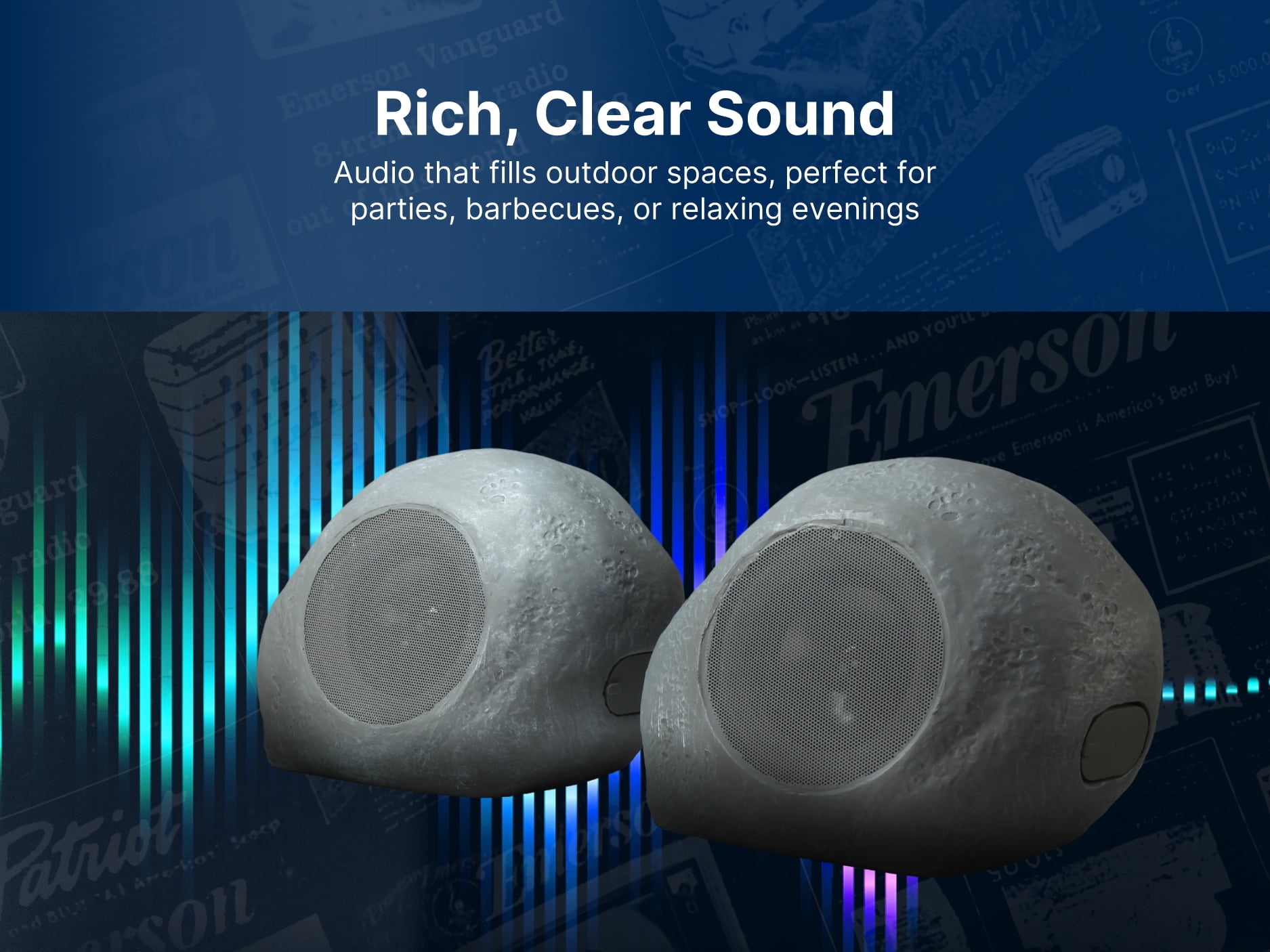 Emerson ERS-2000 Mini Pebbles Dual Bluetooth Rock Speakers