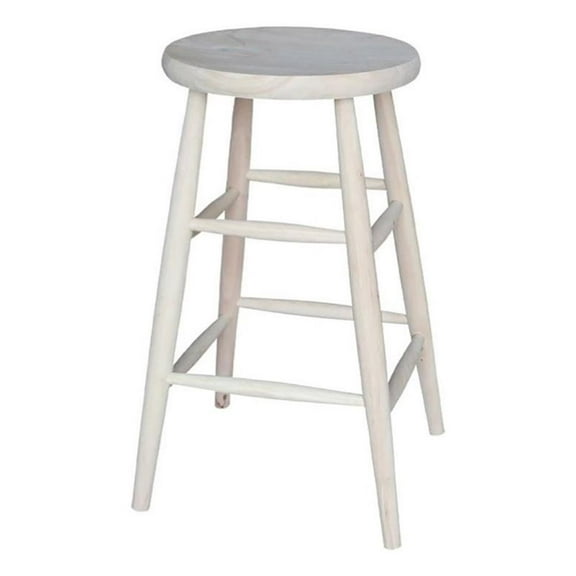 Pemberly Row 30" Country Parawood Scooped Seat Bar Stool in White