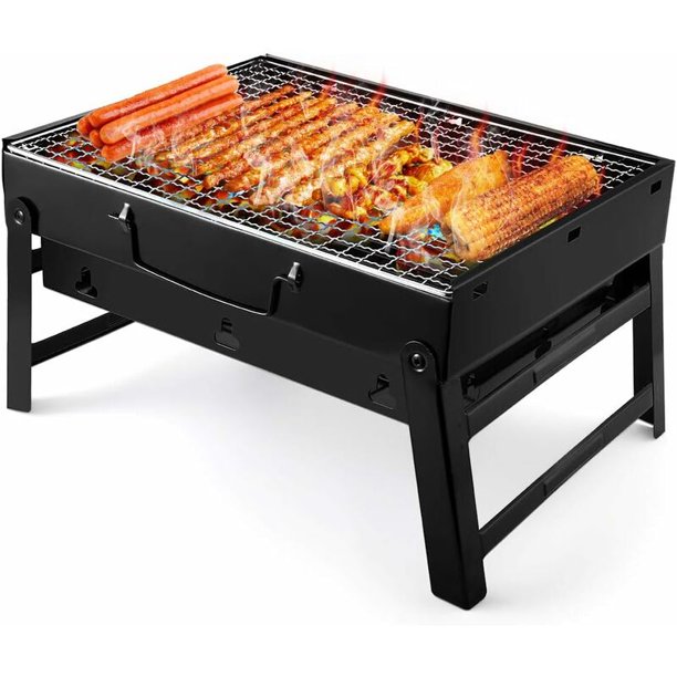 Estrela Grill, Parrilla de carbón portátil plegable para exteriores, parrilla de humo de acero inoxidable para picnic, jardín, patio, camping, viajes, adecuada para 2-5 personas (36 x 29 x 7,5 cm)