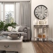 DecMode Half-Round Shape, Solid Pine Wood, Classic and Traditional Console Table, 32W x 12L x 32H, Light Brown with Whitewash/Neutral Finish