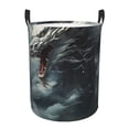 thumbnail image 1 of Balery Cloud White Dragon Cesta de ropa redonda con asas, impermeable, independiente, para ropa, juguetes, dormitorio y familia-Small, 1 of 6