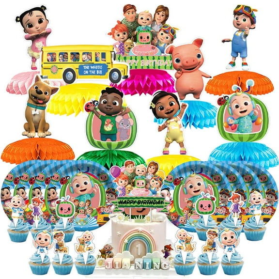CocoBaby Party Supplies Decor Plates Fans Decorations Honeycomb Centerpieces Cake Toppers