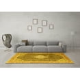 thumbnail image 3 of Ahgly Company Machine Washable Indoor Square Medallion Yellow Traditional Area Rugs, 5' Square, 3 of 4