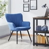 Topeakmart Modern Accent Chair Fabric Armchair Upholstered Side Chair with Pleated Curved Back Blue