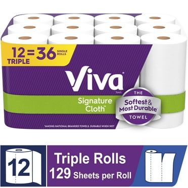 Viva Signature Cloth Paper Towels, 12 Triple Rolls, 129 Sheets per Roll