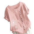 thumbnail image 3 of OUSITAID Chemise Femme Bouton Haut Décontracté Manches Courtes Blouse Col, 3 of 6