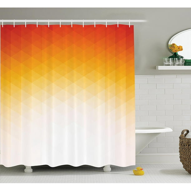 Geometric Decor Shower Curtain by , Ombre Geometric Triangle Shape by