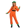 thumbnail image 2 of BOOMNY Halloween Womens Flannel Onesie Pajamas Hallowmas Pumpkin Face Graphic Long Sleeve Hooded Pjs Jumpsuit for Women Cozy Warm Loungewear Homewear, 2 of 6