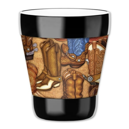 

Mugzie 12-Ounce Low Ball Tumbler Drink Cup with Removable Insulated Wetsuit Cover - Cowboy Boots (tan)