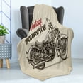 thumbnail image 4 of Motorcycle Soft Flannel Fleece Throw Blanket, Hand Drawn Chopper Style Bike with Sketch Details Free of the Rider, Cozy Plush for Indoor and Outdoor Use, 50" x 60", Beige and Brown, by Ambesonne, 4 of 5