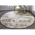 thumbnail image 2 of Palatez Gradient Distressed Diamond Wool Rug, Ivory/Brown, 10ft x 10ft Round, 2 of 7