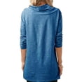 thumbnail image 4 of ORQ Women Loose Solid Color V-neck Buttons Long Sleeve Top, 4 of 4