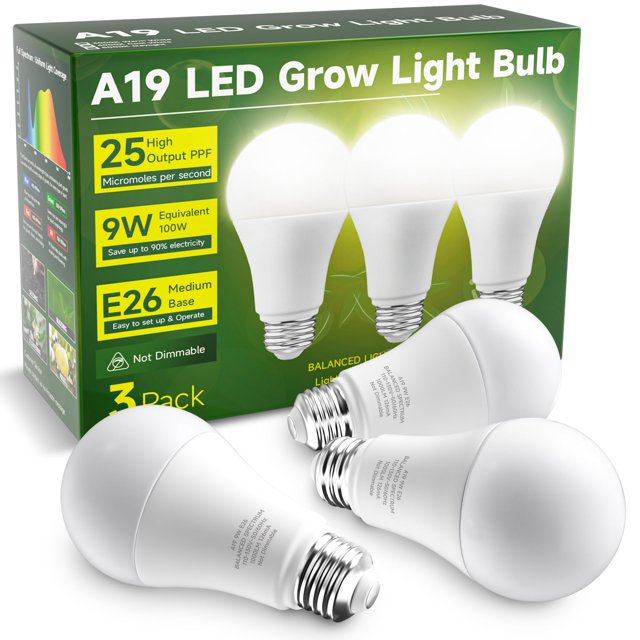 Paquete de 3 bombillas UNILAMPRO A19 de espectro completo, 9 W, 110 V