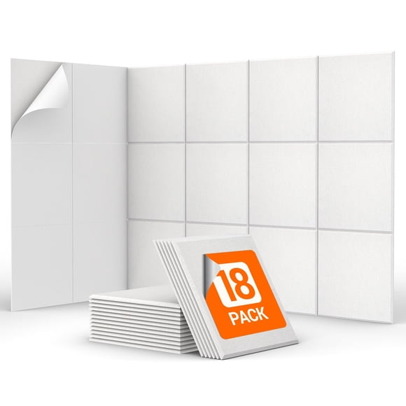 18 Pack Sound Proof Panels with Self-Adhesive, TONOR Square High Density Soundproof Wall Panels, Acoustic Wall Panels for Recording Studio