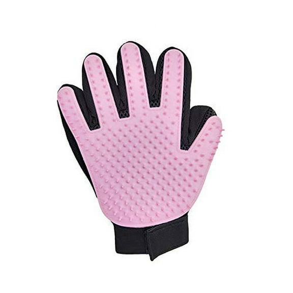 Pet Grooming Glove Gentle Deshedding Brush Glove Enhanced Five Finger Design Perfect for Dog & Cat with Long & Short Fur 1 Pack (Right-Hand) (Pink), One Size Fits All