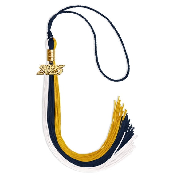Endea Graduation Navy Blue/Gold/White Graduation Tassel with Gold Date Drop