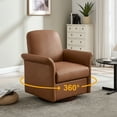thumbnail image 3 of Jopath Swivel Accent Chair,Modern Barrel Armchair Reading Accent Chair with Wood Base for Living Room,Bedroom,Brown PU, 3 of 8