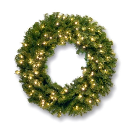 National Tree 36" Norwood Fir Wreath with 100 Concave Soft White LED Lights