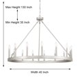 thumbnail image 4 of ACROMA  15-light Farmhouse Large Wagon Wheel Candle Chandelier with UL Certified - D40'' * H130'' Nickel Dust Satin Adjustable, Over 60 Inches Chrome,, 4 of 5
