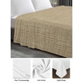 thumbnail image 5 of King Size Flat Sheet Only, Beige Soft Brushed Microfiber Bed Sheets, Farmhouse Burlap Solid Brown Color Modern Linen Texture Hotel Quality Breathable Bedding Top Sheet, Easy Care, 105"x98", 5 of 9