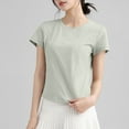thumbnail image 2 of Summer Casual T-Shirts for Women Cotton Short Sleeve Workout Crop Tops Crew Neck Base Tees Plain Tshirts (XL, Mint Green), 2 of 4