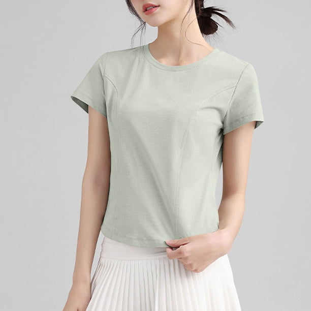 mfyjkho Tops Para Hacer Ejercicio Para Mujer, Blusa Informal De Manga Corta Con Capucha Y Cuello Redondo De Talla Grande Para Mujer Tops Para Hacer Ejercicio S