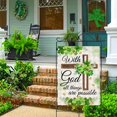 thumbnail image 5 of With God All Things are Possible Christian Decorative House Flag, St Patrick’s Day Religious Cross Shamrock Clover Home Yard Garden Outdoor Decor, Spring Irish Plaid Large Outside Decoration 28 x 40, 5 of 6