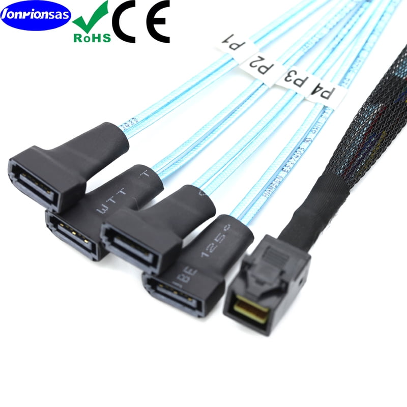 LONRIONSAS#Internal Mini SAS HD SFF-8643 cord to 4 SATA 7P male server cable