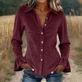 thumbnail image 2 of Fewfanhot Womens Tops Long Sleeve Button Down Shirts Casual Loose Fit Collared Blouses, 2 of 6