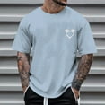 thumbnail image 2 of kpoplk Short Sleeve Tee Shirts for Men Muscle Fitness Tees 3D Pullover Shirts Casual Stylish(Light Blue,XXL), 2 of 3
