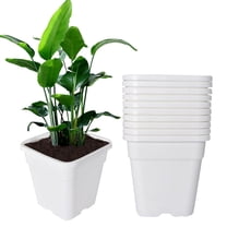 10 Pack Nursery Pots 3 Gallon Garden Planter Plastic Sqaure Seedling Pots White Flower Plant Container for Succulents, Seedlings, Cuttings, Transplanting, White