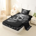 thumbnail image 2 of Homewish Baroque Skull Twin Sheets for Men, Black Silver Floral Gothic Bedding, 3pcs, 1 Flat Sheet, 1 Fitted Sheet and 1 Pillowcase, 2 of 5