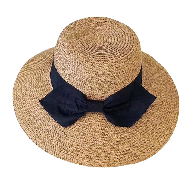Sombrero de paja con circunferencia de 56-58 cm, sombrero con lazo, sombrero de protección solar, sombrero de verano, sombrero de playa con protección solar para mujer, parasol, sombrero