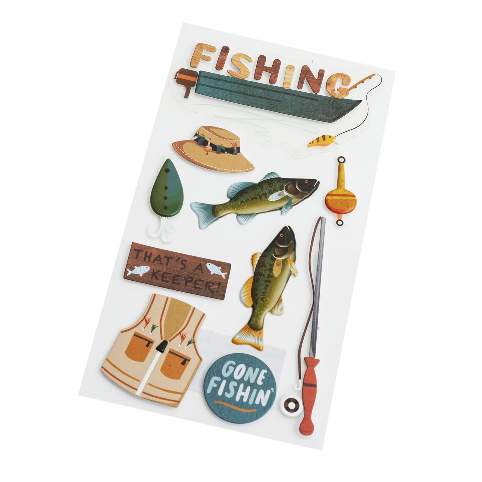 Recollections Fishing Stickers, 12 Pack