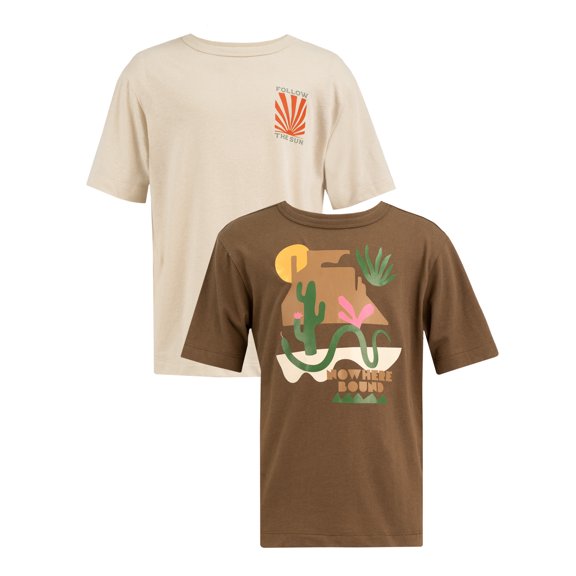 Wonder Nation Boy's Short Sleeve Elevated Graphic T-Shirt 2-Pack, Sizes 4-18