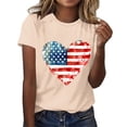 thumbnail image 2 of successthop 4th of July Clothes for Women Heart Flags Summer Shirt Festival T Shirts Crewneck Short Sleeve Tops Beige, 2 of 4