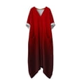 thumbnail image 5 of DeHolifer Summer Dresses for Women Vacation Trendy Short Sleeve Scoop Neck Cotton Linen Dress Loose Flowy Beach Sundress Red M, 5 of 7