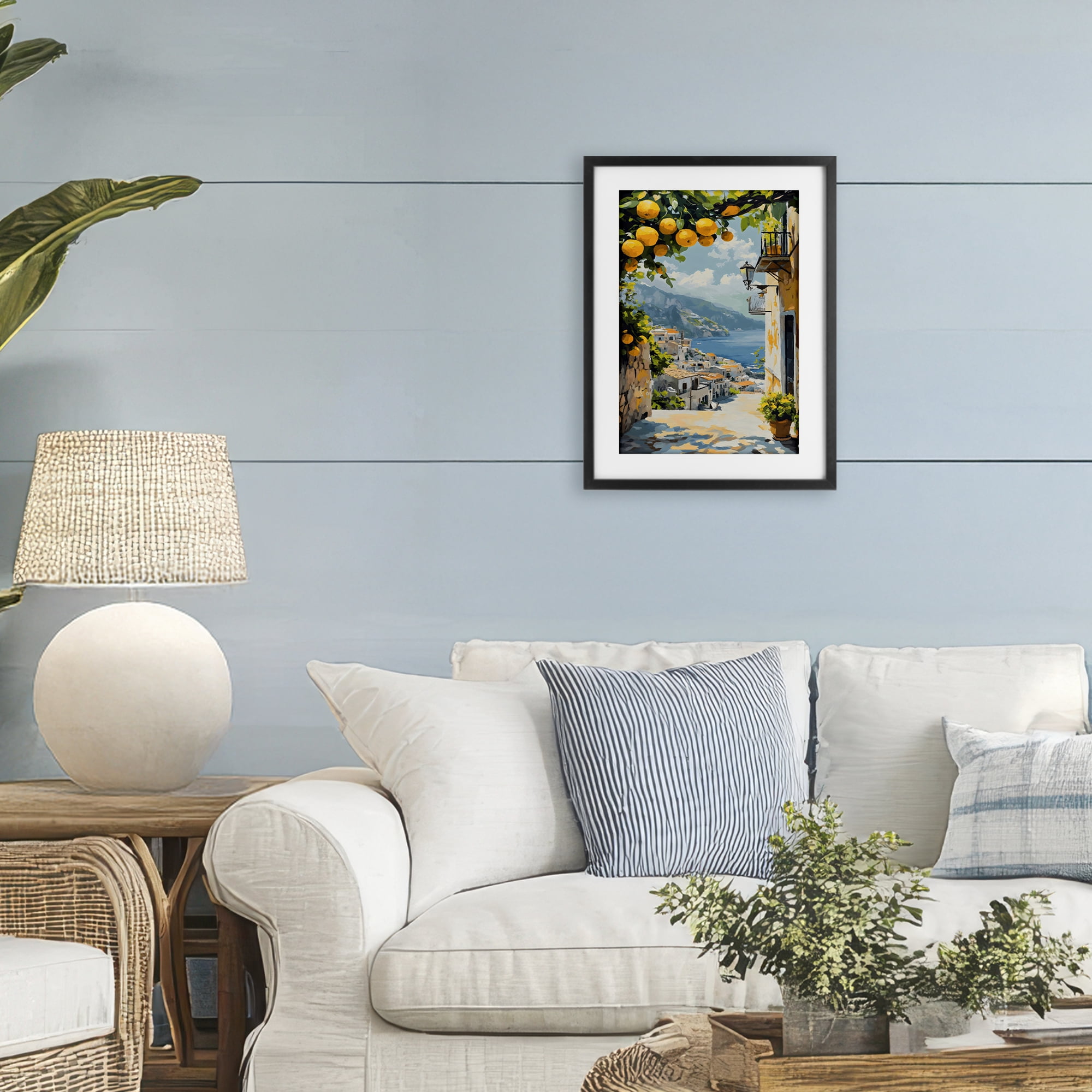 Stupell Industries Lemon Tree Overlooking Coast Black Framed Print Under Glass, design by Creative Studio