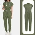 thumbnail image 2 of Wutalume Women's Professional Casual Scrub Set, Solid Color Short Sleeve Top and Relaxed Fit Pants, Medical Nurse Uniform,Army Green L, 2 of 4