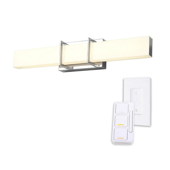 Globe Electric 24" Chrome Dimmable Color Adjustable LED Integrated Modern Style Vanity Light with Dimmer Remote